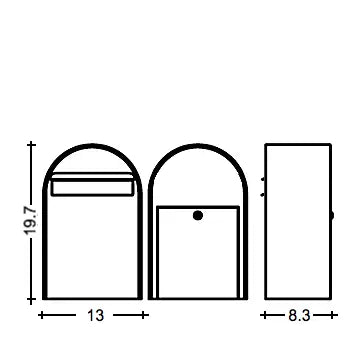 Bobi Classic B Rear Access Modern Locking White Mailbox and Round Black Post Combo