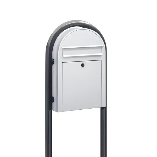 Bobi Classic Slim Front Access Modern Locking Mailbox and Round Post Combo – Multiple Color Options
