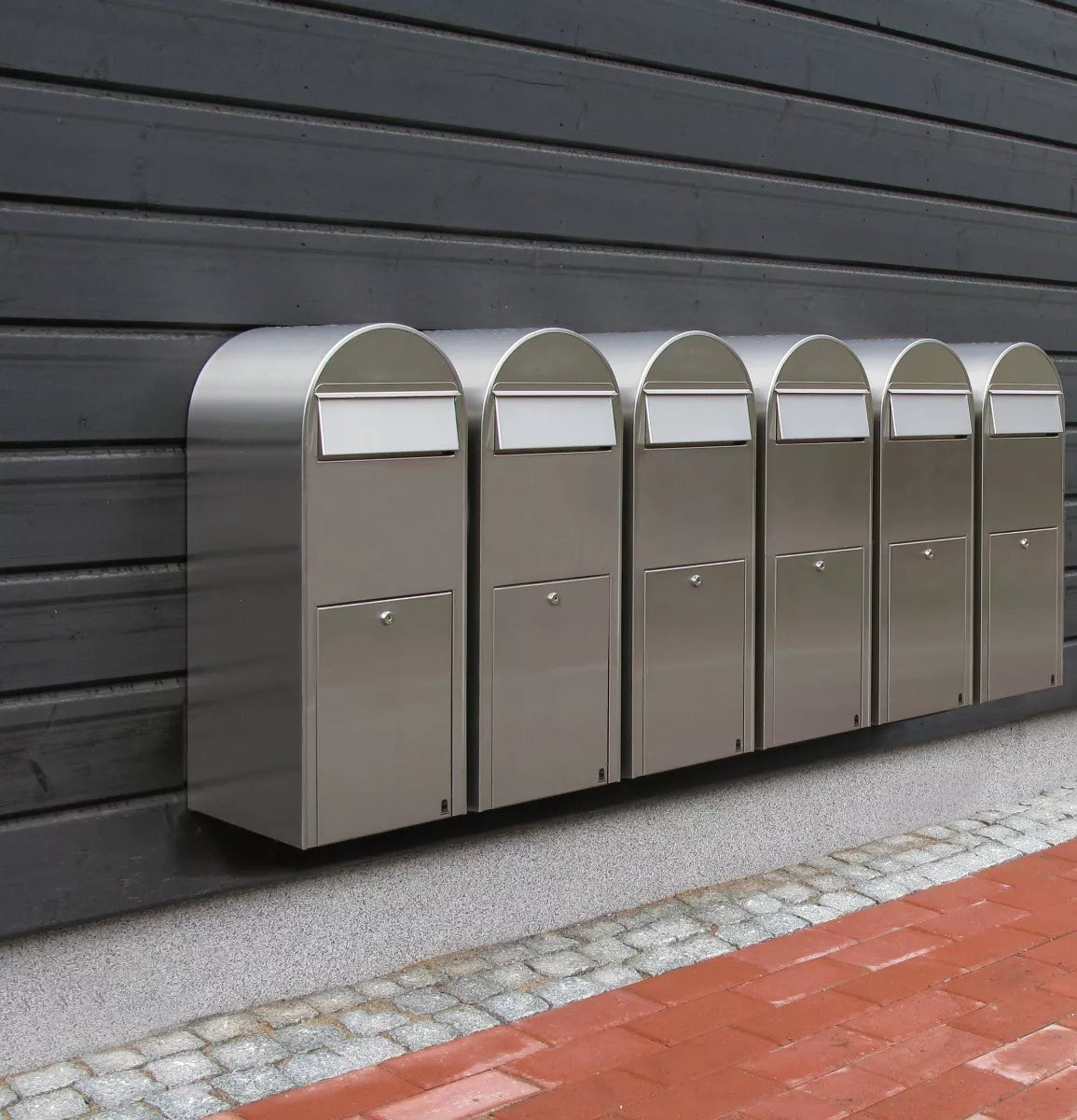 Bobi Jumbo Front Access Package Stainless Steel Mailbox and Round White Post Combo