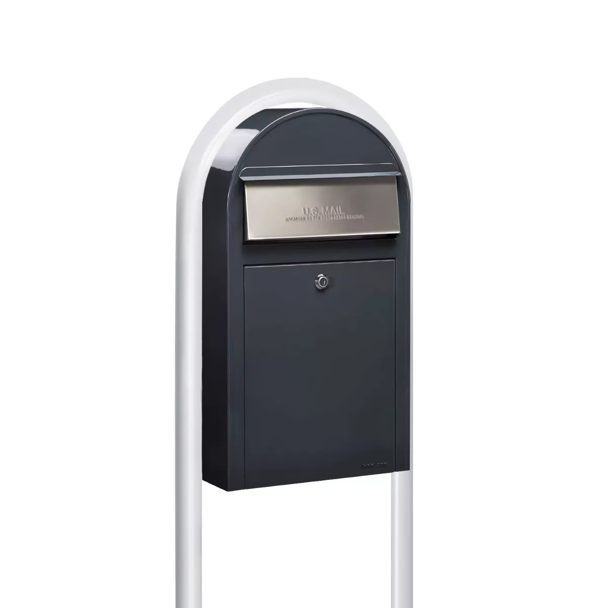 Bobi Grande Slim Front Access Modern Locking Mailbox with Round Post Combo – Multiple Color Options