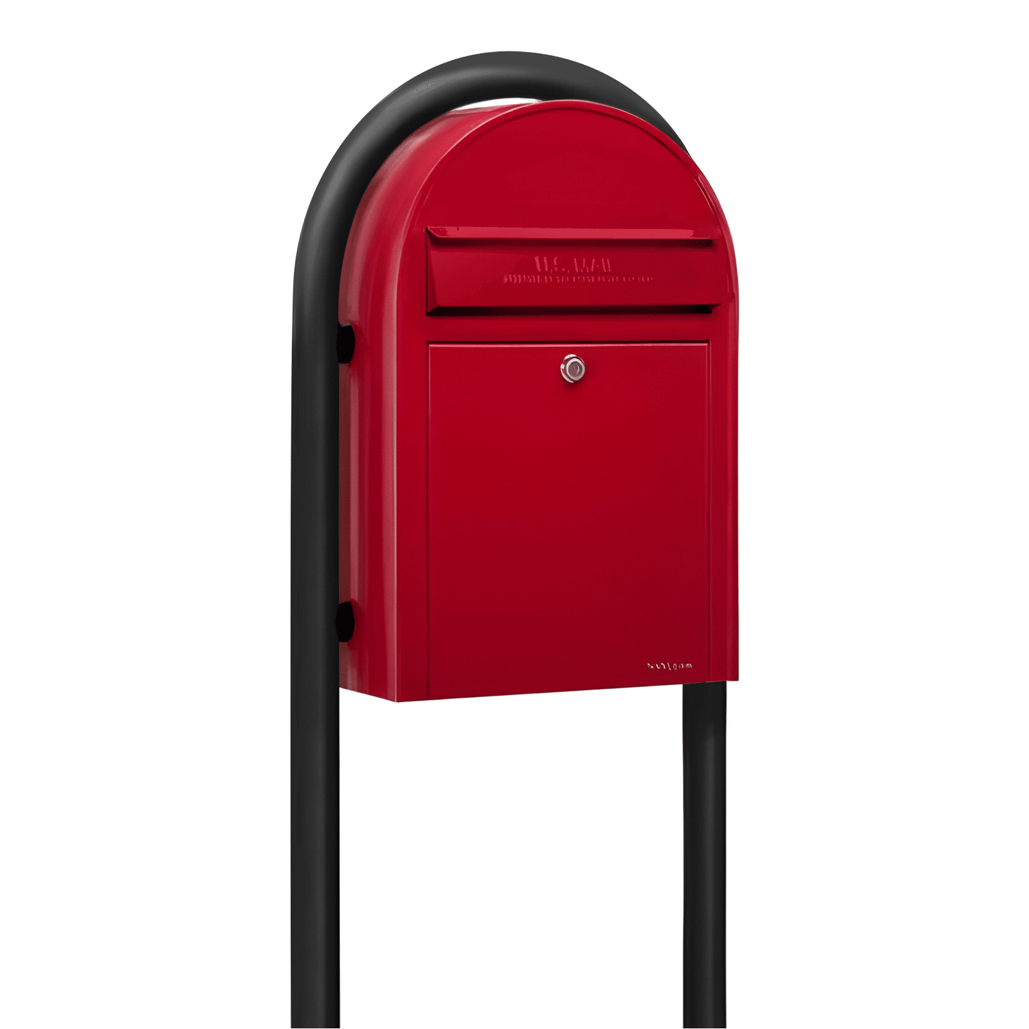 bobi classic red mailbox with round black post