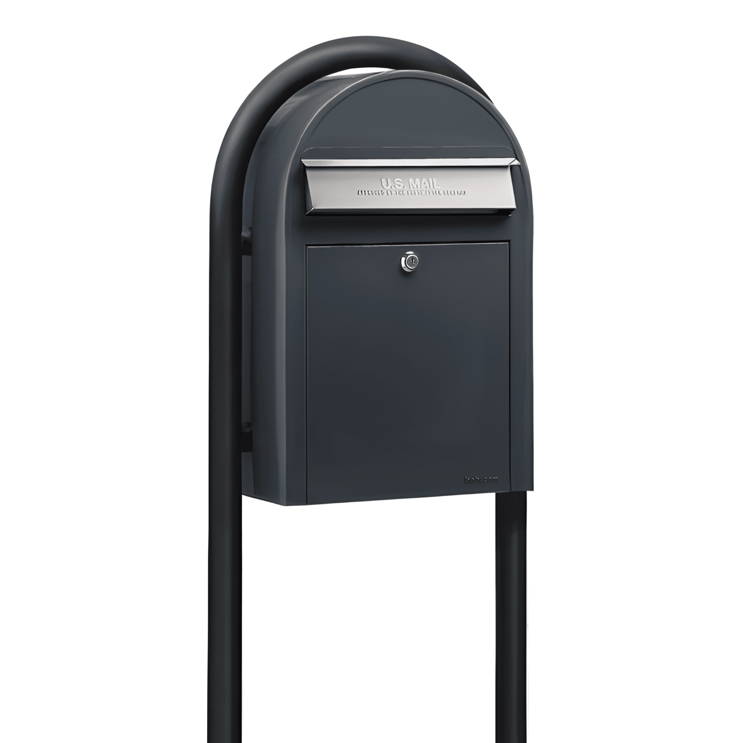 bobi classic grey mailbox with black round post