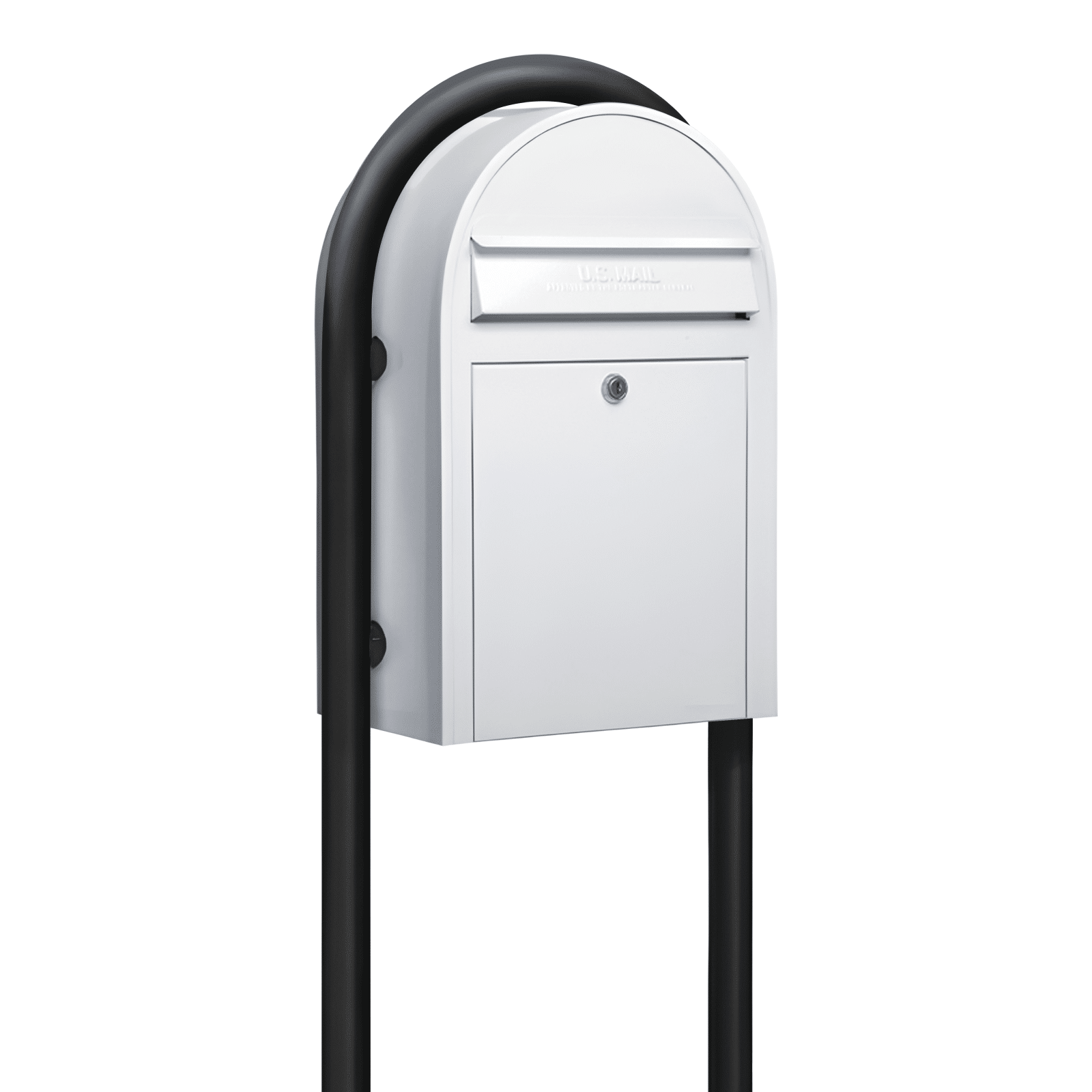 bobi classic white mailbox with round black post