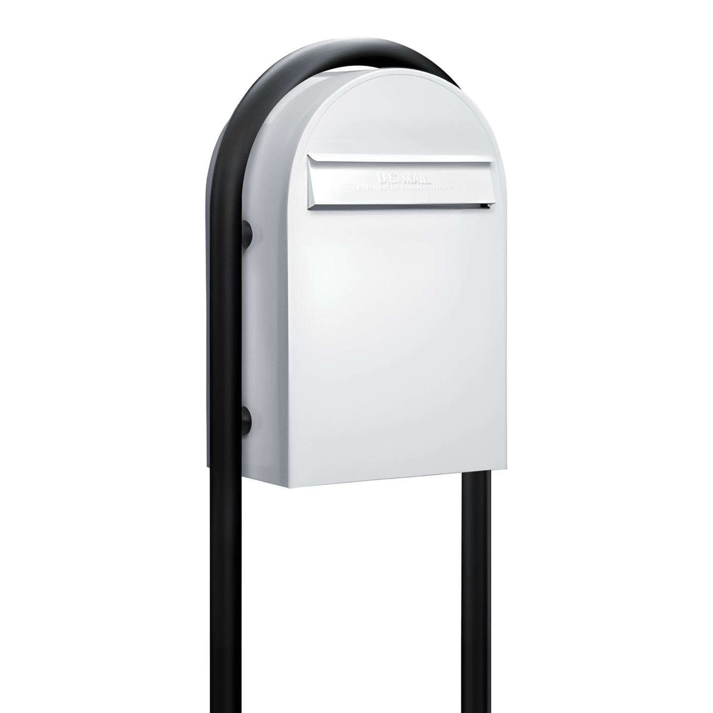 bobi classic b white mailbox and round black post