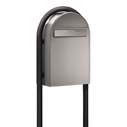 bobi classic b stainless steel mailbox with round black post