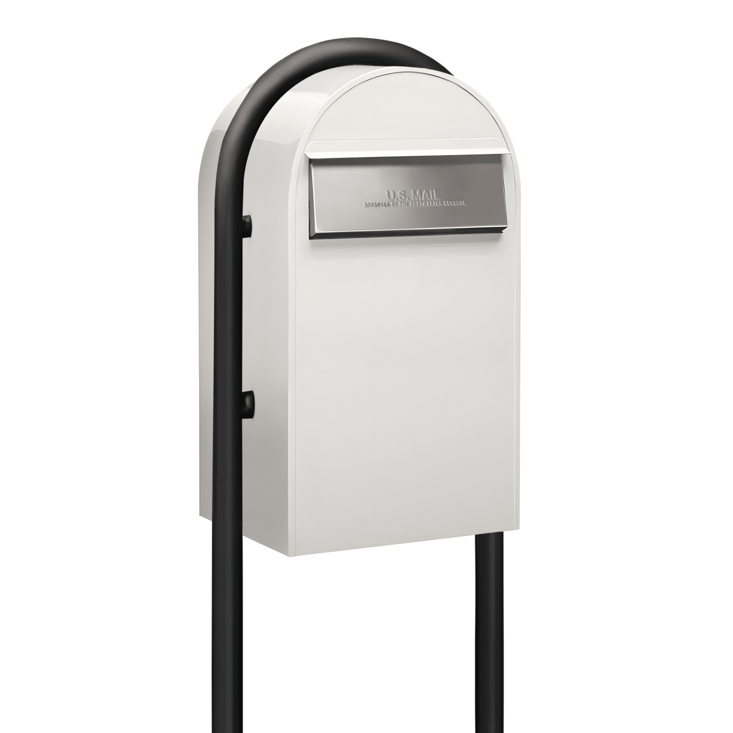 bobi grande b white mailbox with round black post