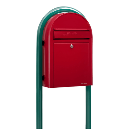 bobi classic red mailbox with round green post