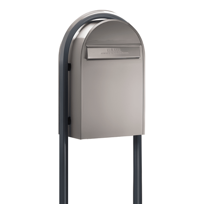 bobi classic b zinc mailbox with round grey post