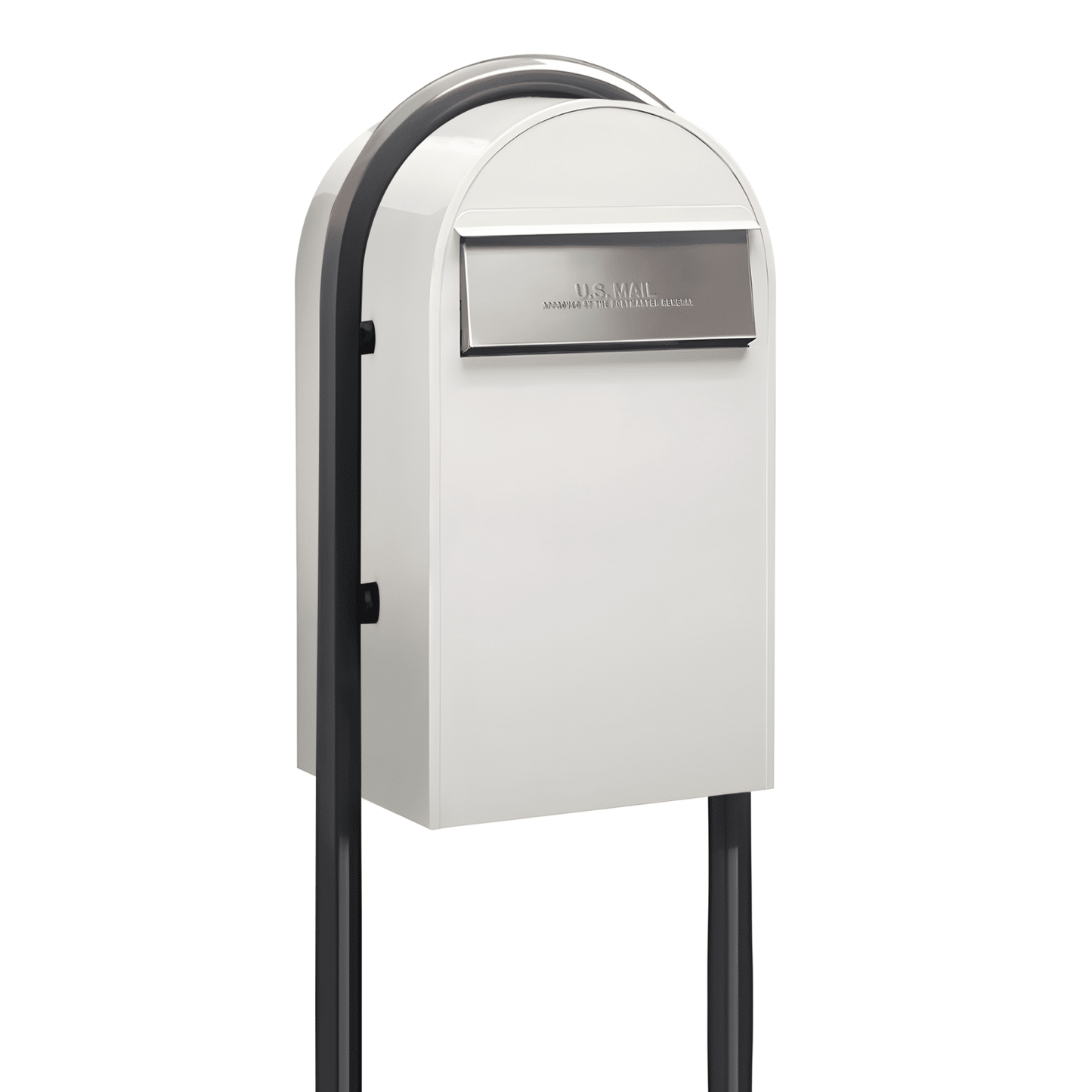 bobi grande b white mailbox with round grey post