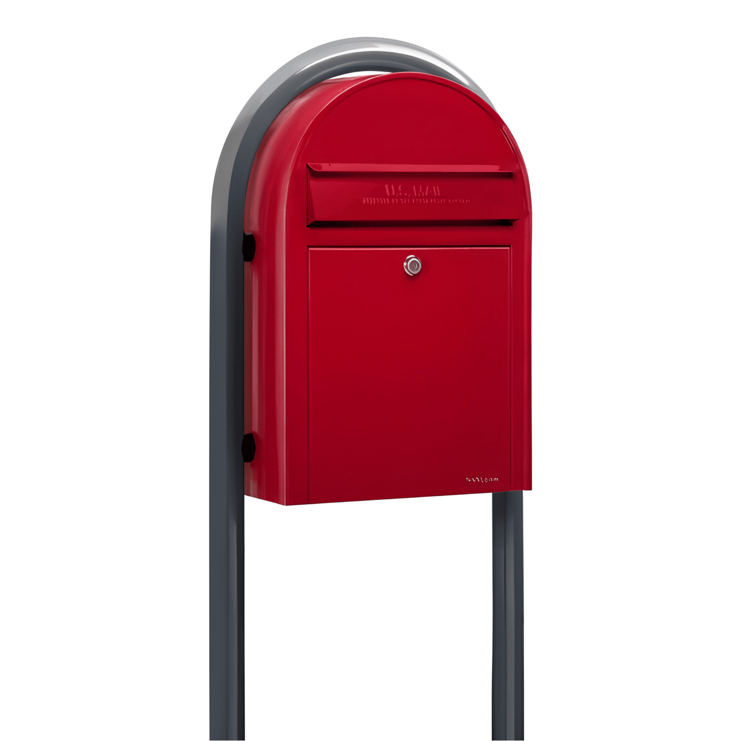 bobi classic red mailbox with round grey post