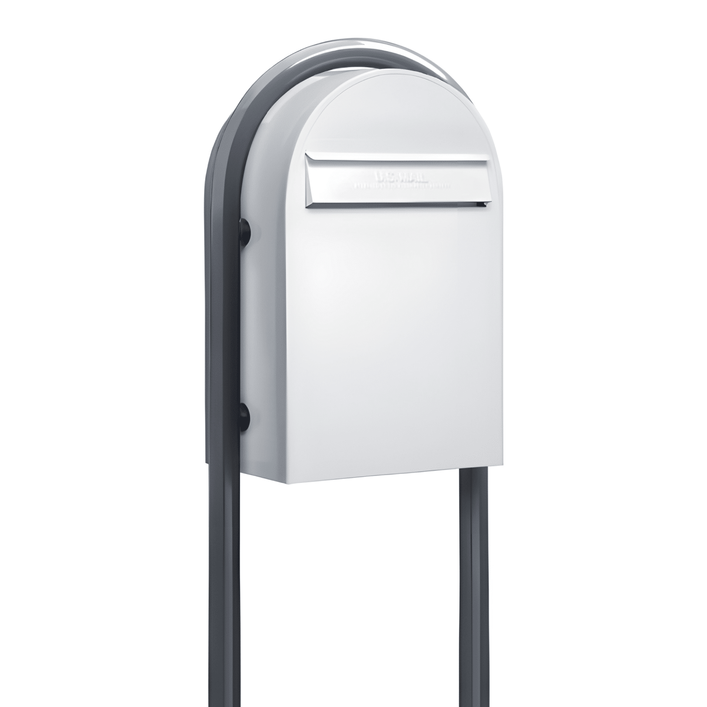 bobi classic b white mailbox with round grey post