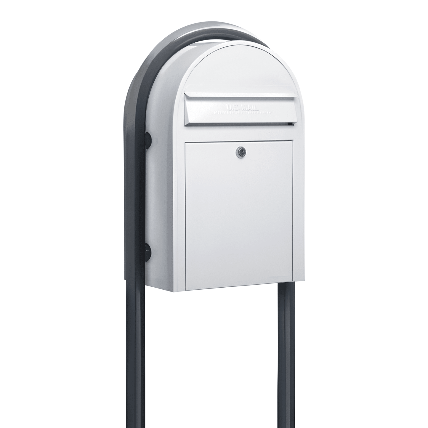 bobi classic white mailbox with round grey post