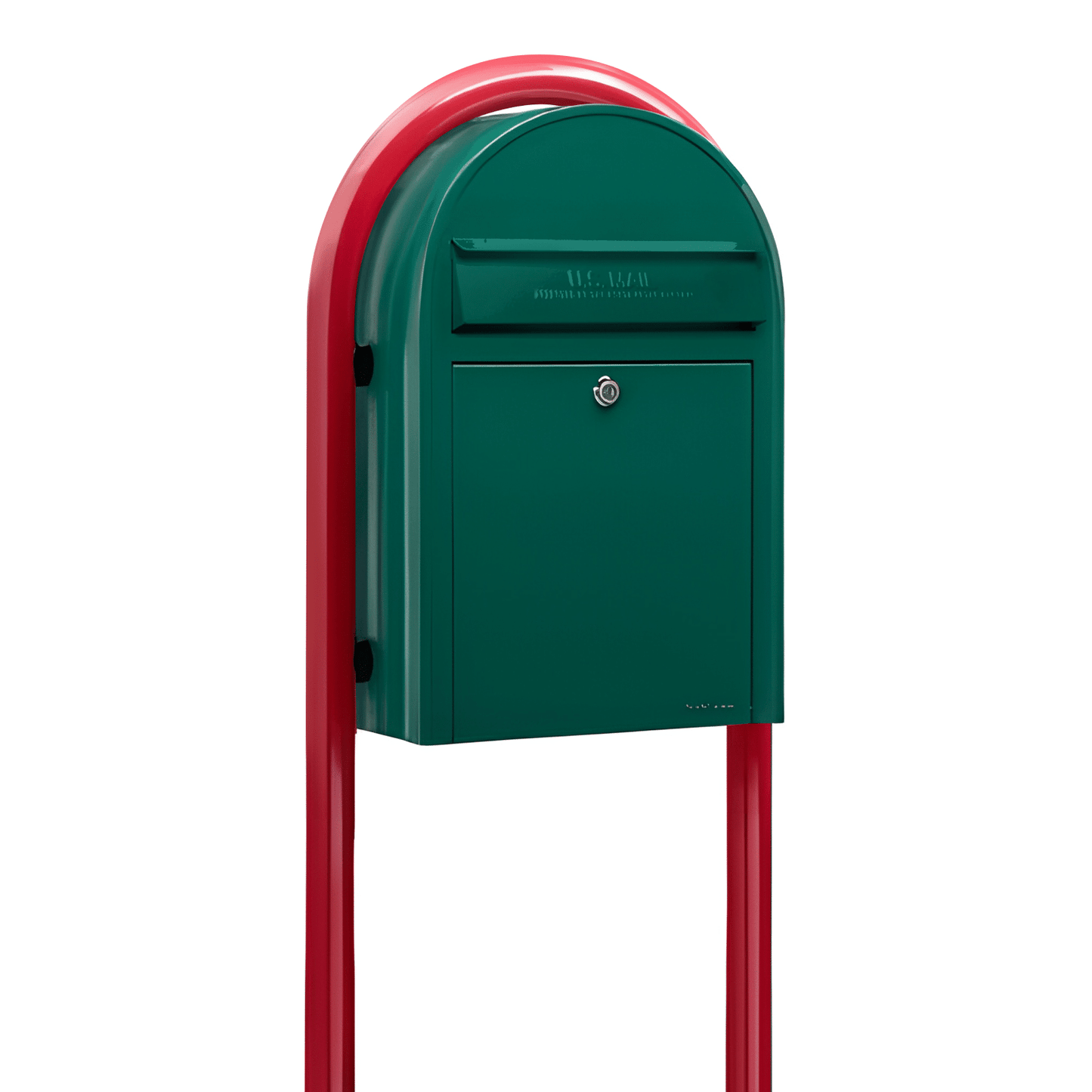 bobi classic green mailbox with round red post