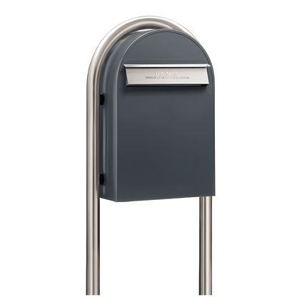 bobi classic b grey mailbox with round zinc post