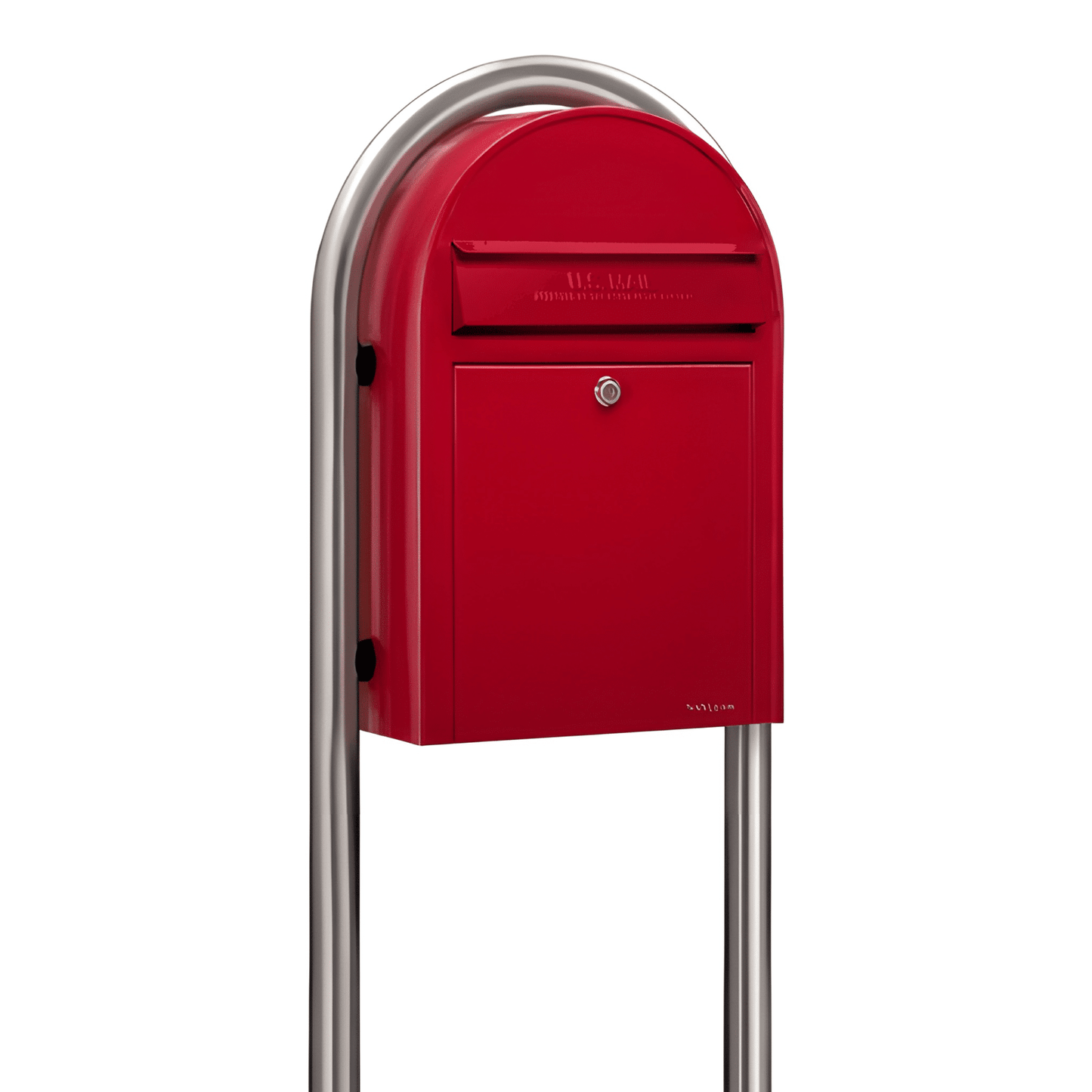 bobi classic red mailbox with round stainless steel post