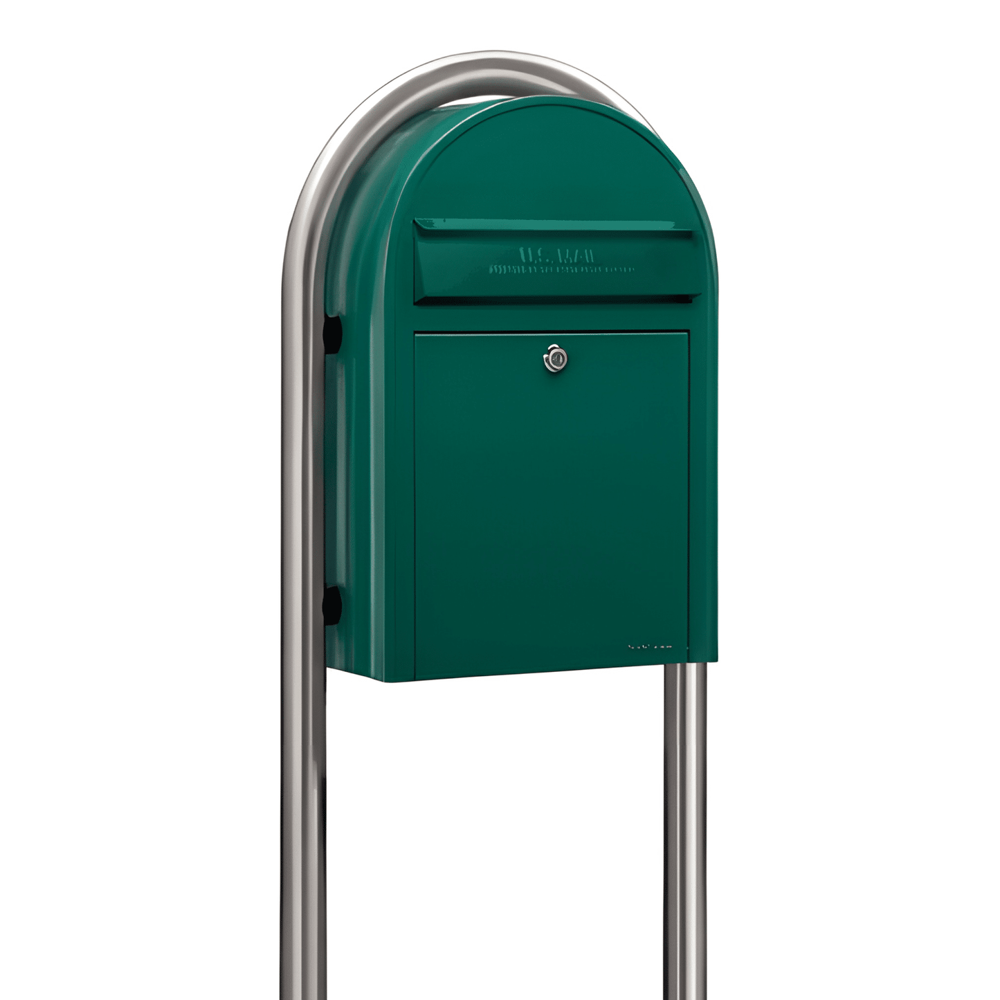 bobi classic green mailbox with stainless steel round post