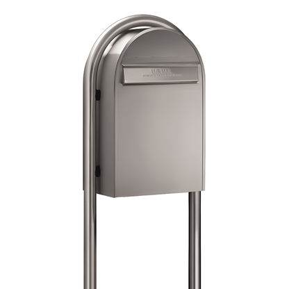 bobi classic b stainless steel mailbox with round stainless steel post