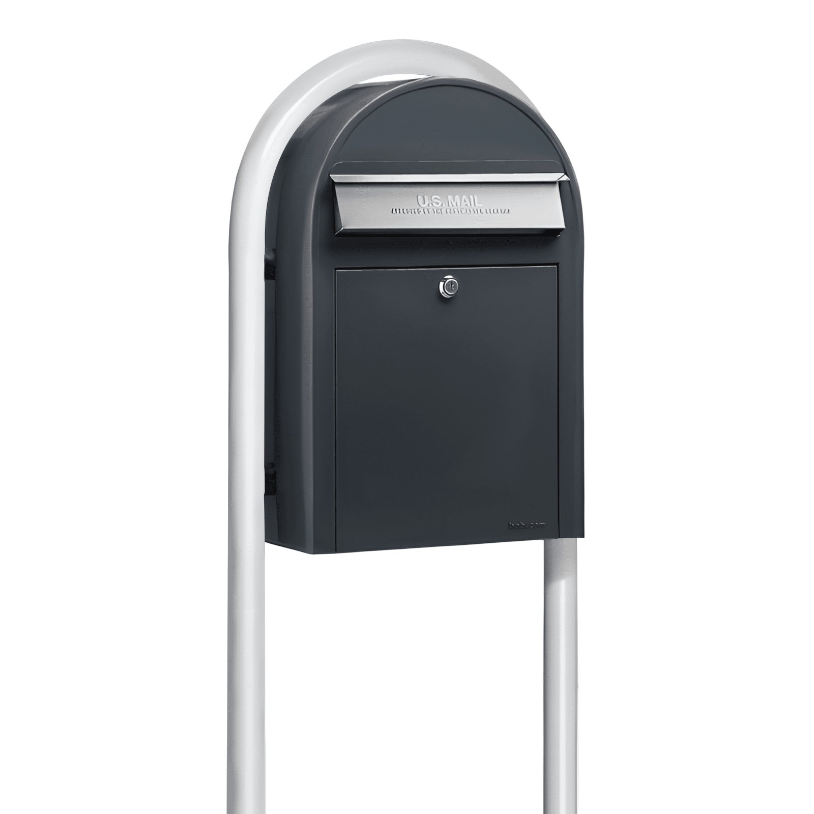 bobi classic grey mailbox with white round post