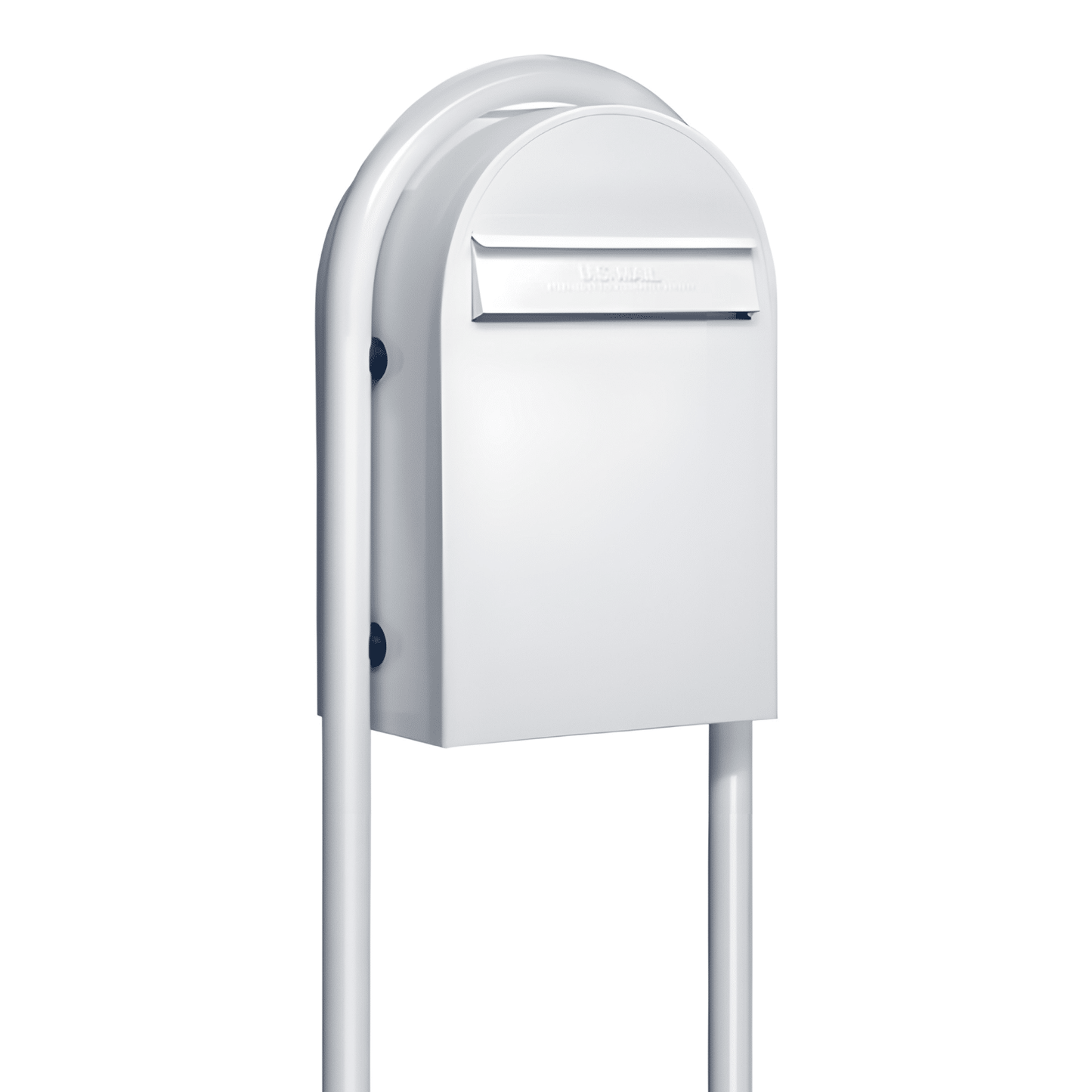 bobi classic b white mailbox with round white post