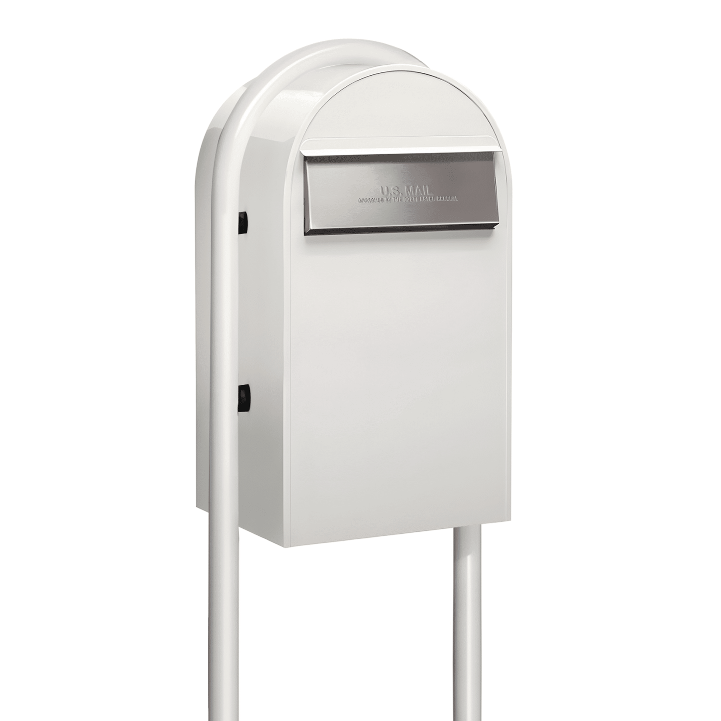 bobi grande b white mailbox with round white post