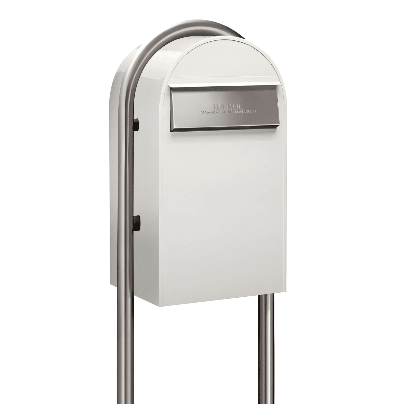 bobi grande b white mailbox with round zinc post