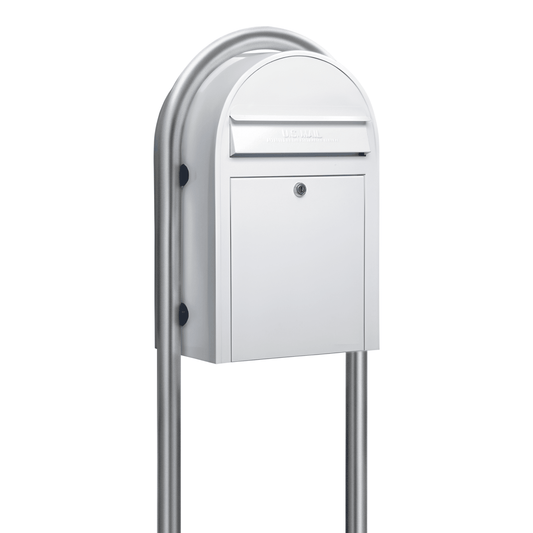 bobi classic white mailbox with round zinc post