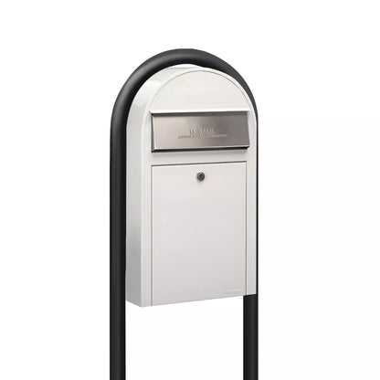 Bobi Grande Slim Front Access Modern Locking Mailbox with Round Post Combo – Multiple Color Options