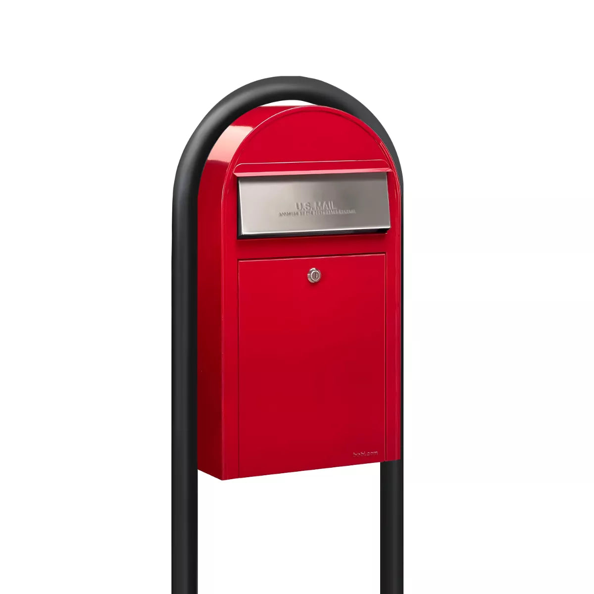 Bobi Grande Slim Front Access Modern Locking Mailbox with Round Post Combo – Multiple Color Options