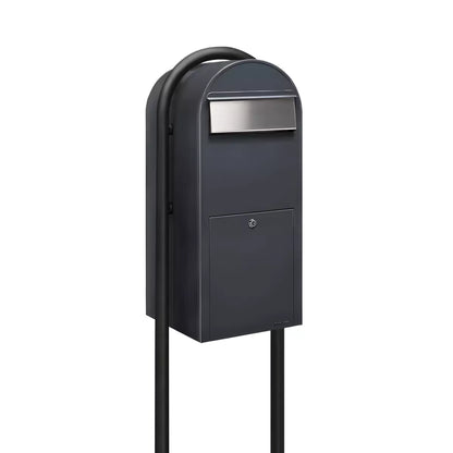 Bobi Jumbo Front Access Modern Locking Package Mailbox and Round Post Combo – Multiple Color Options