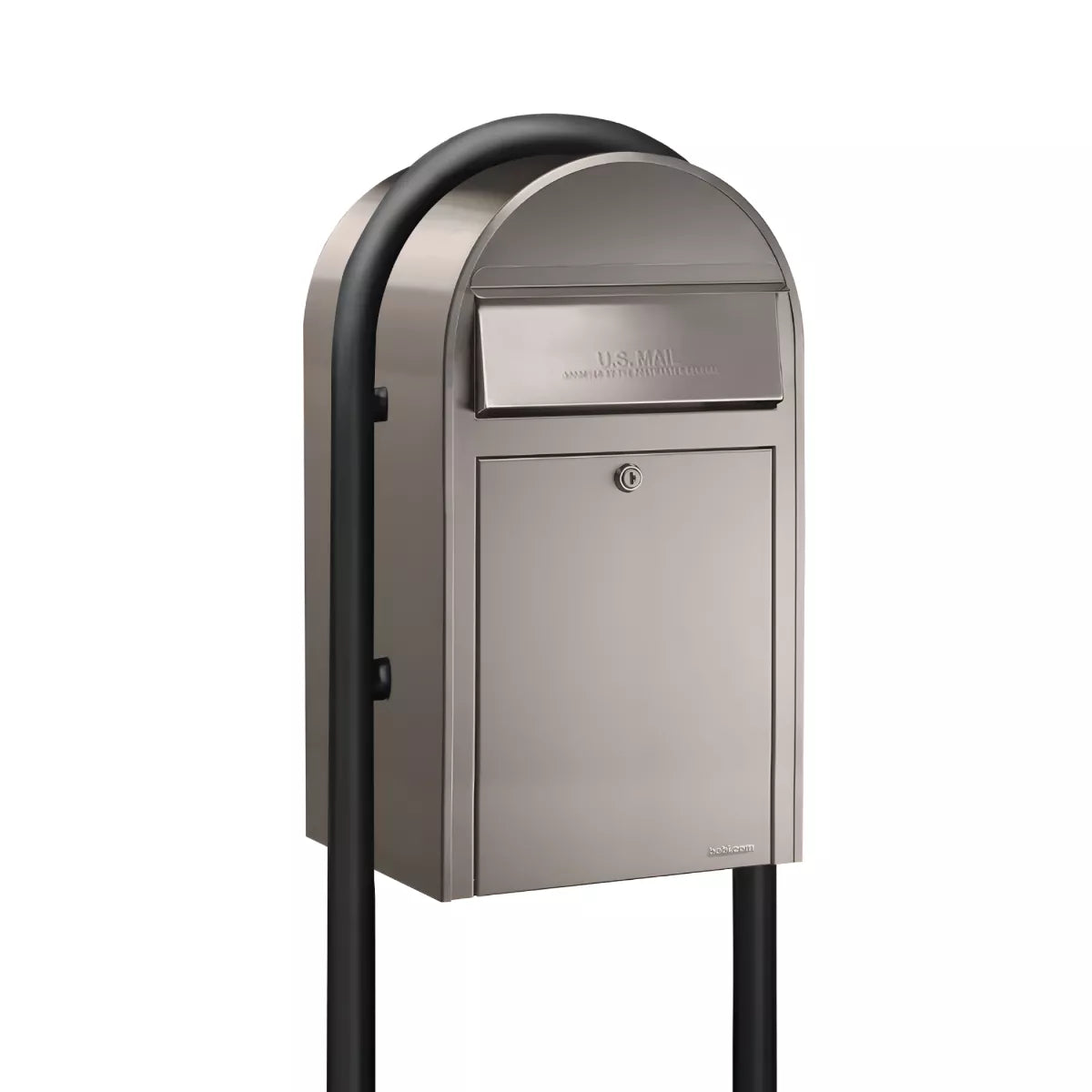 Stainless Steel Bobi Grande Mailbox with Black Post Combo