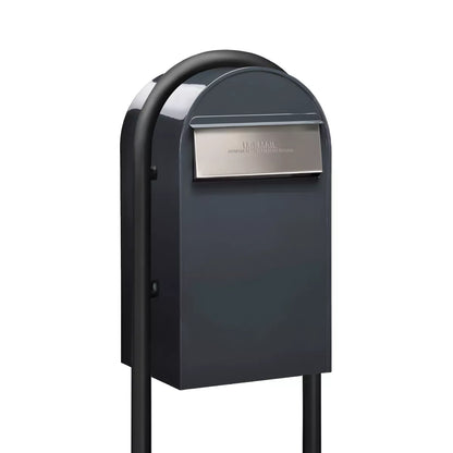 Bobi Grande B Rear Access Modern Locking Mailbox with Round Post Combo – Secure Small Parcel Delivery – Multiple Color Options