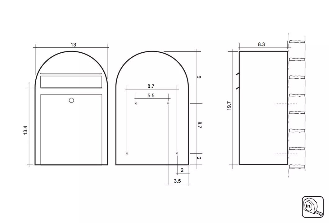 Bobi Classic Front Access Modern Locking Green Mailbox and Round Grey Post Combo