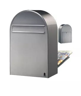 Bobi Classic B Rear Access Modern Locking Stainless Steel Mailbox and Round Zinc Post Combo