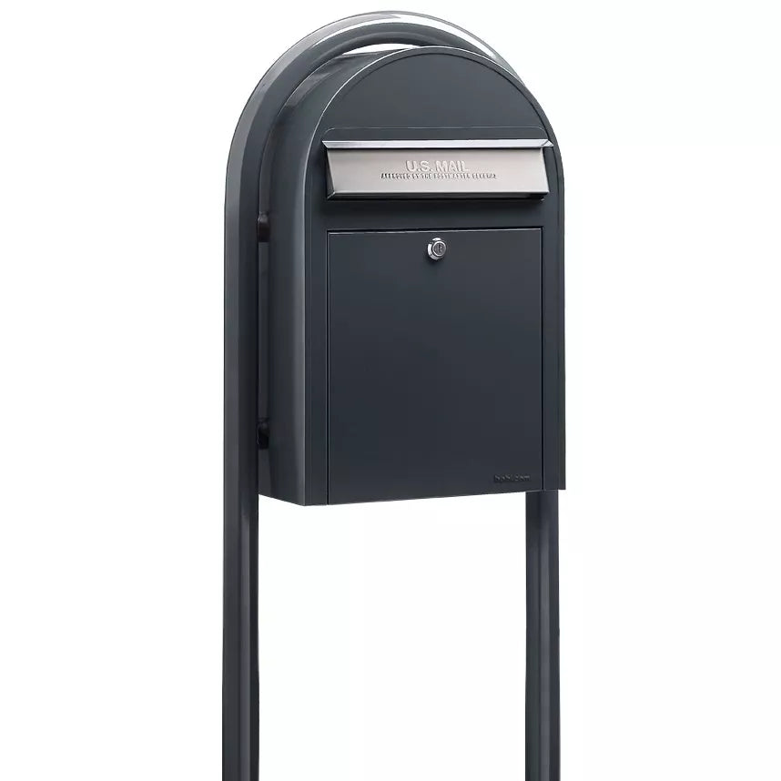 Bobi Classic Front Access Modern Locking Mailbox and Round Post Combo – Multiple Color Options