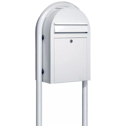 bobi classic white mailbox and round white post