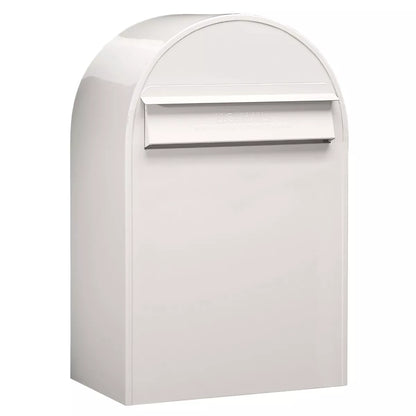 Bobi Classic B Rear Access Modern Locking White Mailbox and Round White Post Combo