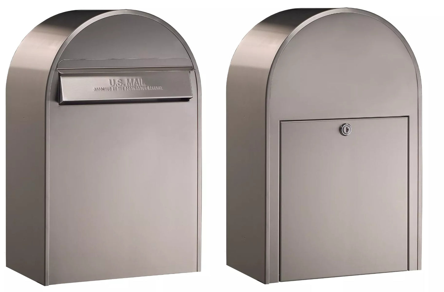 Bobi Classic B Rear Access Modern Locking Stainless Steel Mailbox and Round Black Post Combo