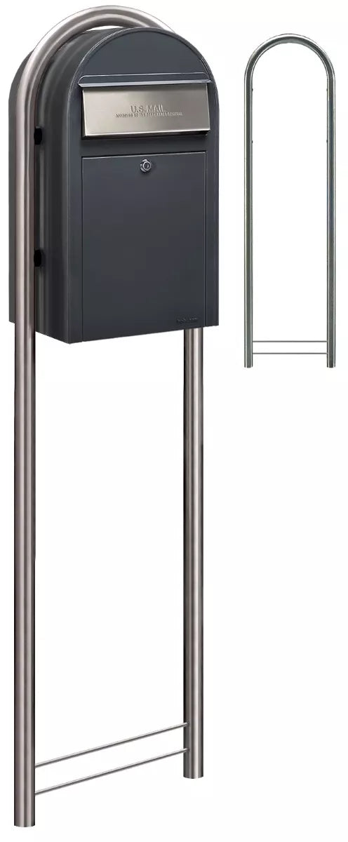 Wide Angle View, Bobi Grande Mailbox with Stainless Steel Post