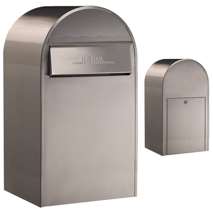 Bobi Grande B Rear Access Modern Locking Mailbox with Round Post Combo – Secure Small Parcel Delivery – Multiple Color Options