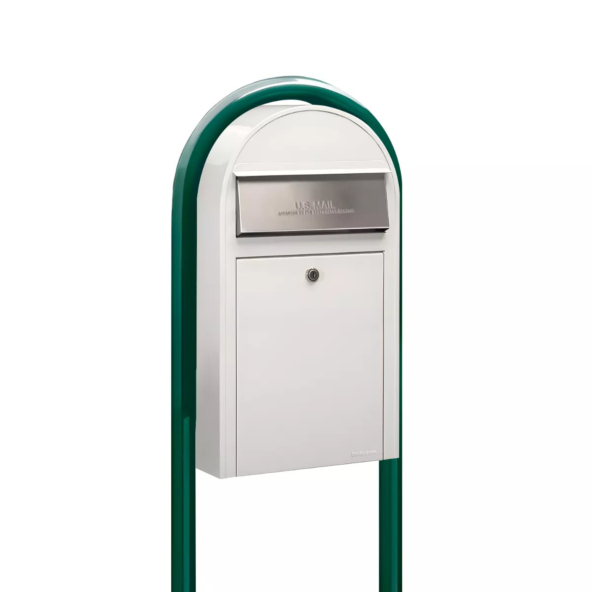 Bobi Grande Slim Front Access Modern Locking Mailbox with Round Post Combo – Multiple Color Options