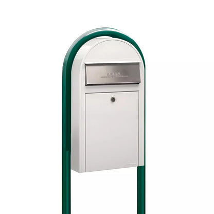 Bobi Grande Slim Front Access Modern Locking Mailbox with Round Post Combo – Multiple Color Options