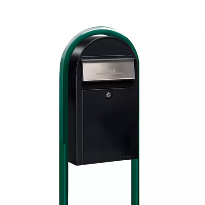 Bobi Grande Slim Front Access Modern Locking Mailbox with Round Post Combo – Multiple Color Options