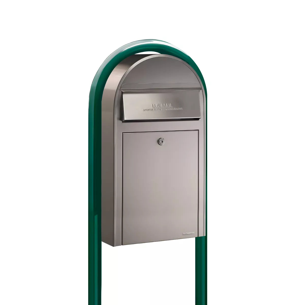 Bobi Grande Slim Front Access Modern Locking Mailbox with Round Post Combo – Multiple Color Options