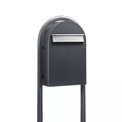 bobi classic b grey mailbox with round grey post