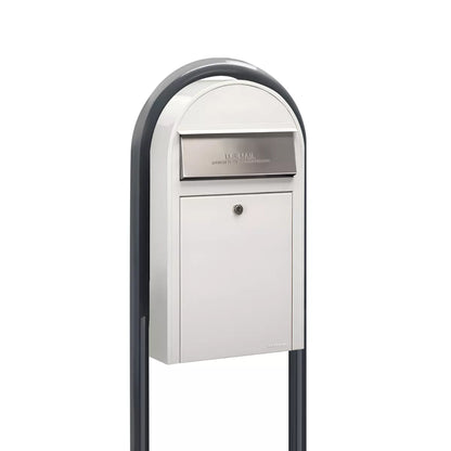 Bobi Grande Slim Front Access Modern Locking Mailbox with Round Post Combo – Multiple Color Options