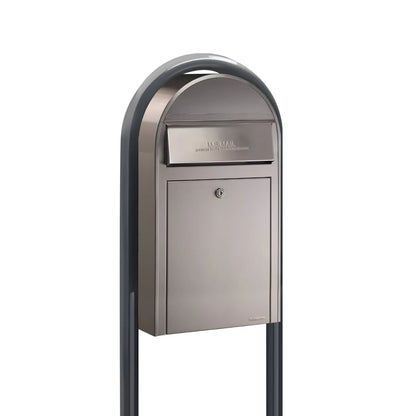 Bobi Grande Slim Front Access Modern Locking Mailbox with Round Post Combo – Multiple Color Options