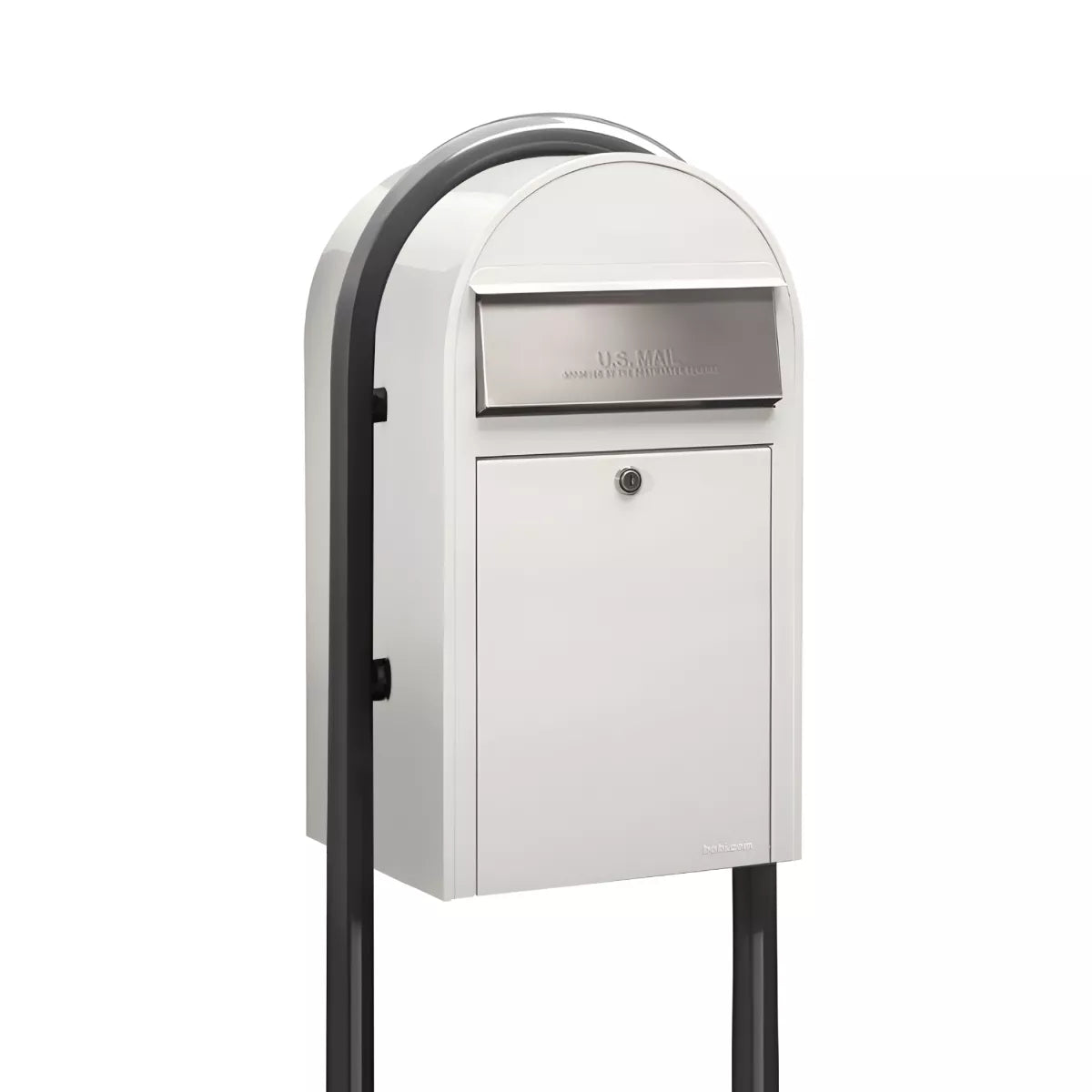 white bobi grande mailbox with grey post