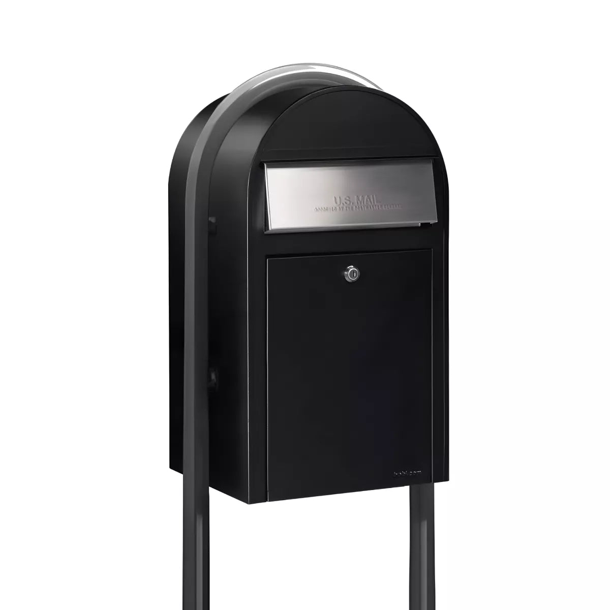 black bobi grande mailbox with grey post