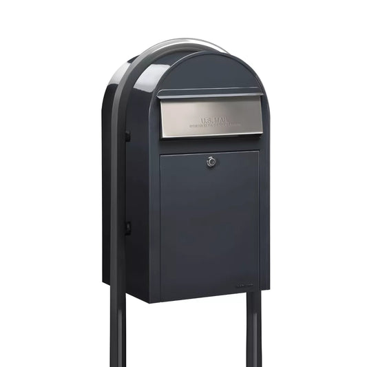 grey bobi grande mailbox with grey post