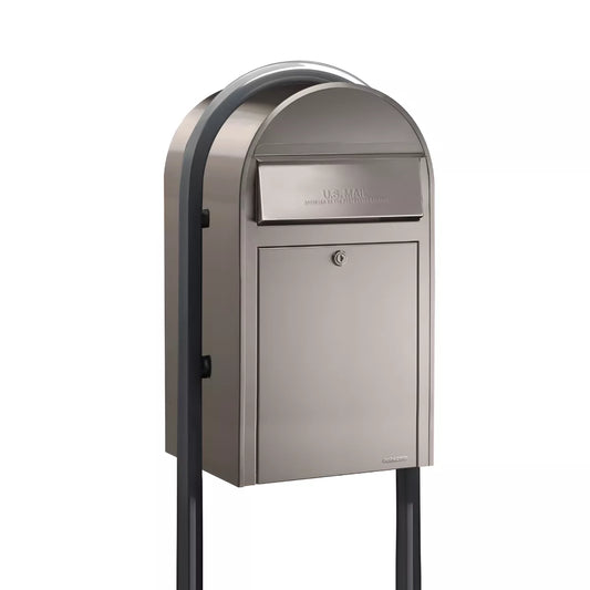 Stainless Steel Bobi Grande Mailbox with Grey Post